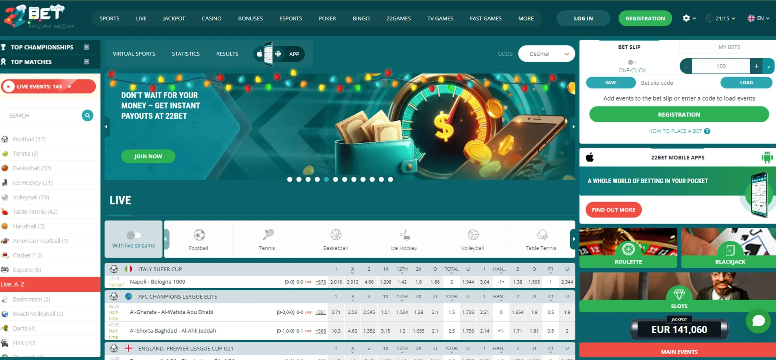22Bet Online Sport Betting